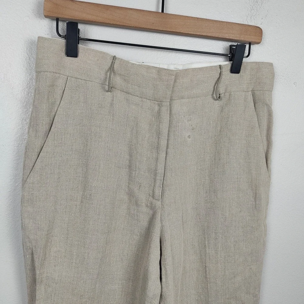COS Linen Wide Leg Trousers Womens‎ 8 Beige Trousers Minimalist Preppy